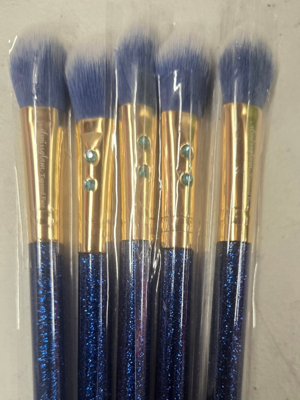 5 makeup brushes! SLMissglam Tapered Face Makeup Brush- Blue Lot of 5 ! AMAZING!